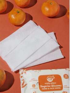 TANGERINE BLOSSOM  HAND AND FACE WIPES  (Anti-Bacterial, Moisturizing, with Vitamin E)-10 Pulls