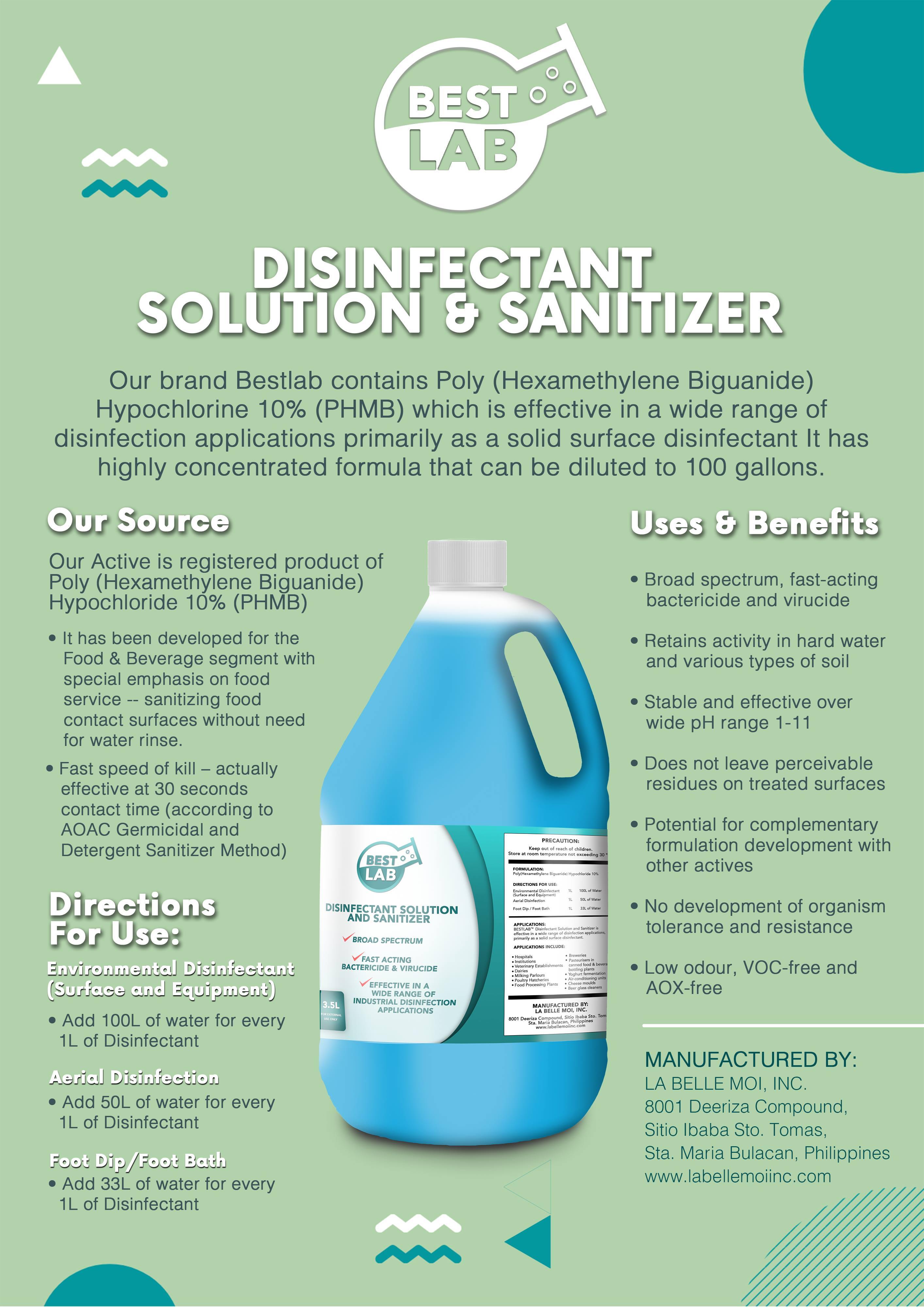 Bestlab Disinfectant Solution and Sanitizer for Home Cleaning